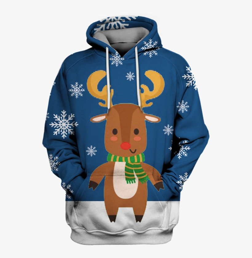 3d Christmas Santa Reindeer Full Print T Shirt - Elon Musk Smoking Sweatshirt, transparent png #7632178