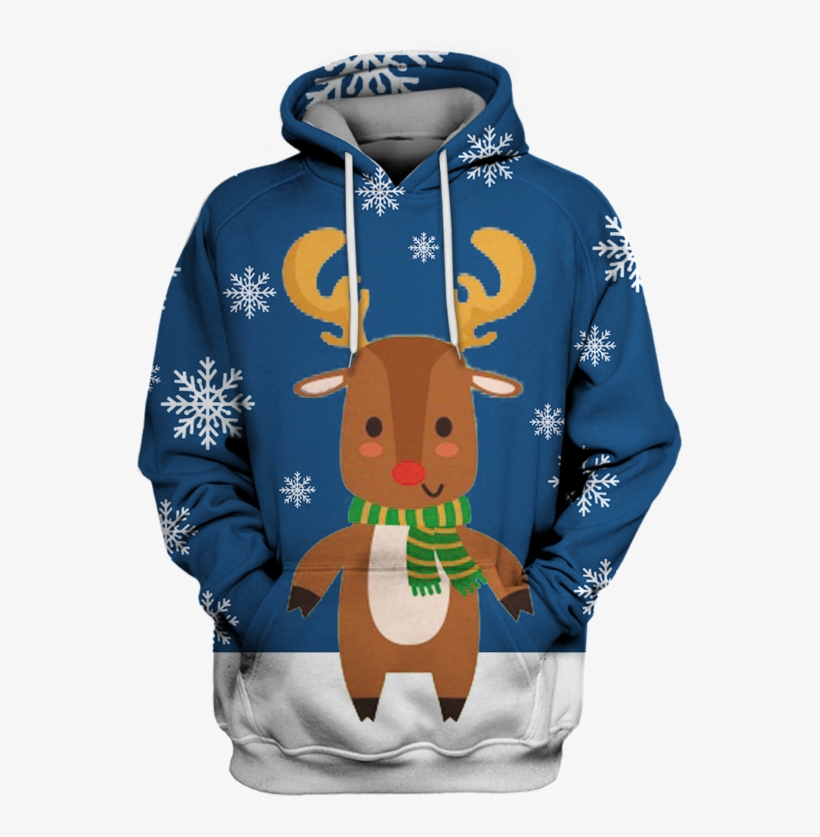 3d Christmas Santa Reindeer Full Print T Shirt - Elon Musk Smoking Sweatshirt, transparent png #7632178