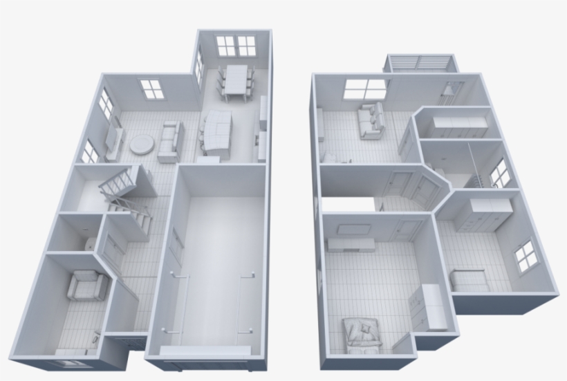 Floor Plan Non Textured Version 3d Model - Non Textured 3d Model, transparent png #7633989