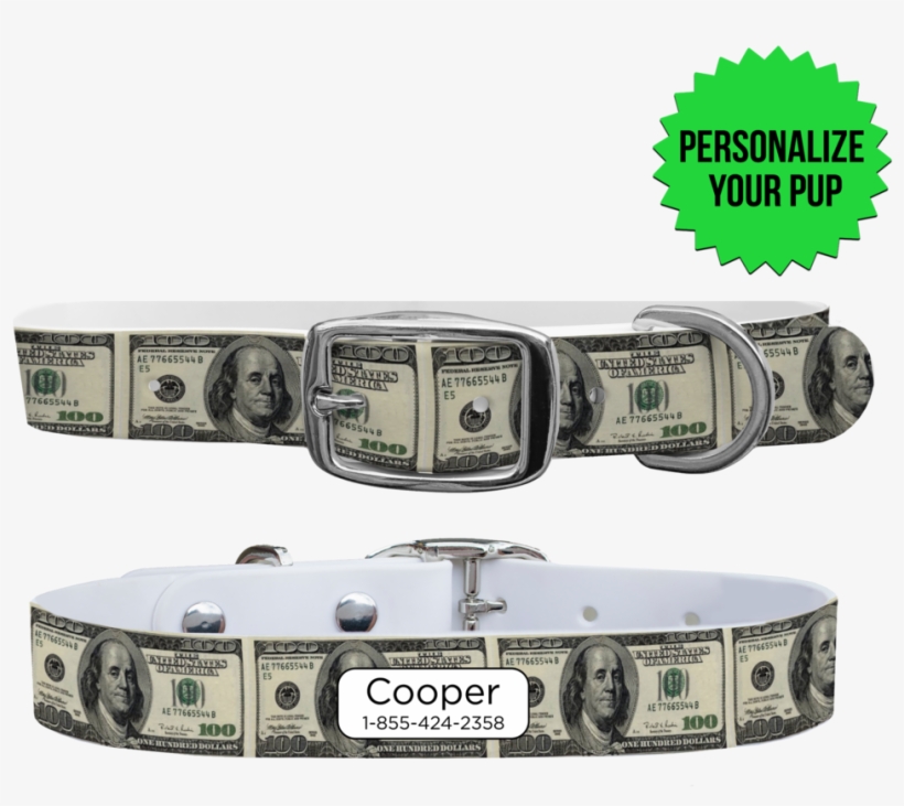 100 Dollar Bill Dog Collar - Dog Collar, transparent png #7633994