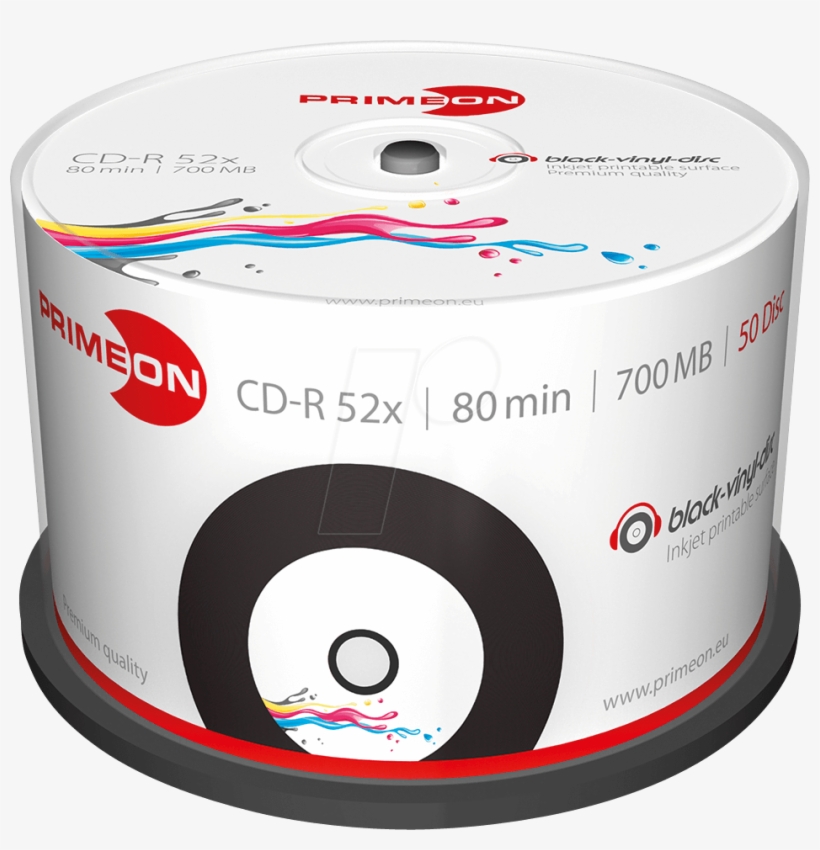Cd-r 80min/700mb, 50 Pcs Cakebox Primeon - Cd-r, transparent png #7634609