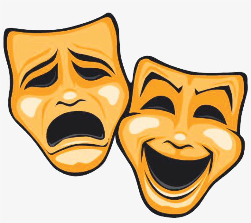 Black And White Stock Dinner Theatre Clipart - Comedy And Tragedy Masks Png, transparent png #7635419