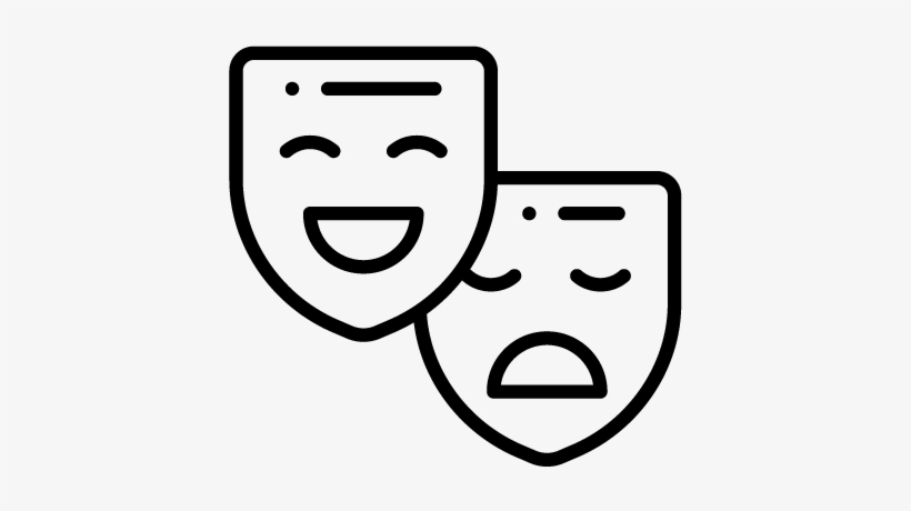 Theater-masks - Line Art, transparent png #7635453