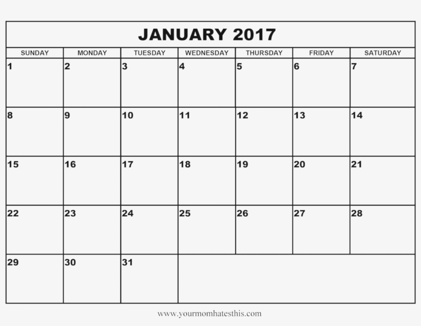 Clip Free August Template July Clip Art Transprent - Blank January 2018 Calendar Printable, transparent png #7636367