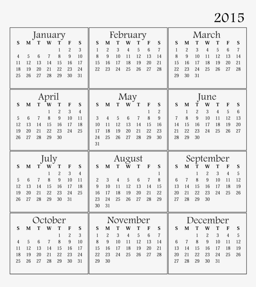 Printable Calendar 2015 Yangah Solen Blank Template - 2019 Printable Calendar One Page, transparent png #7637452