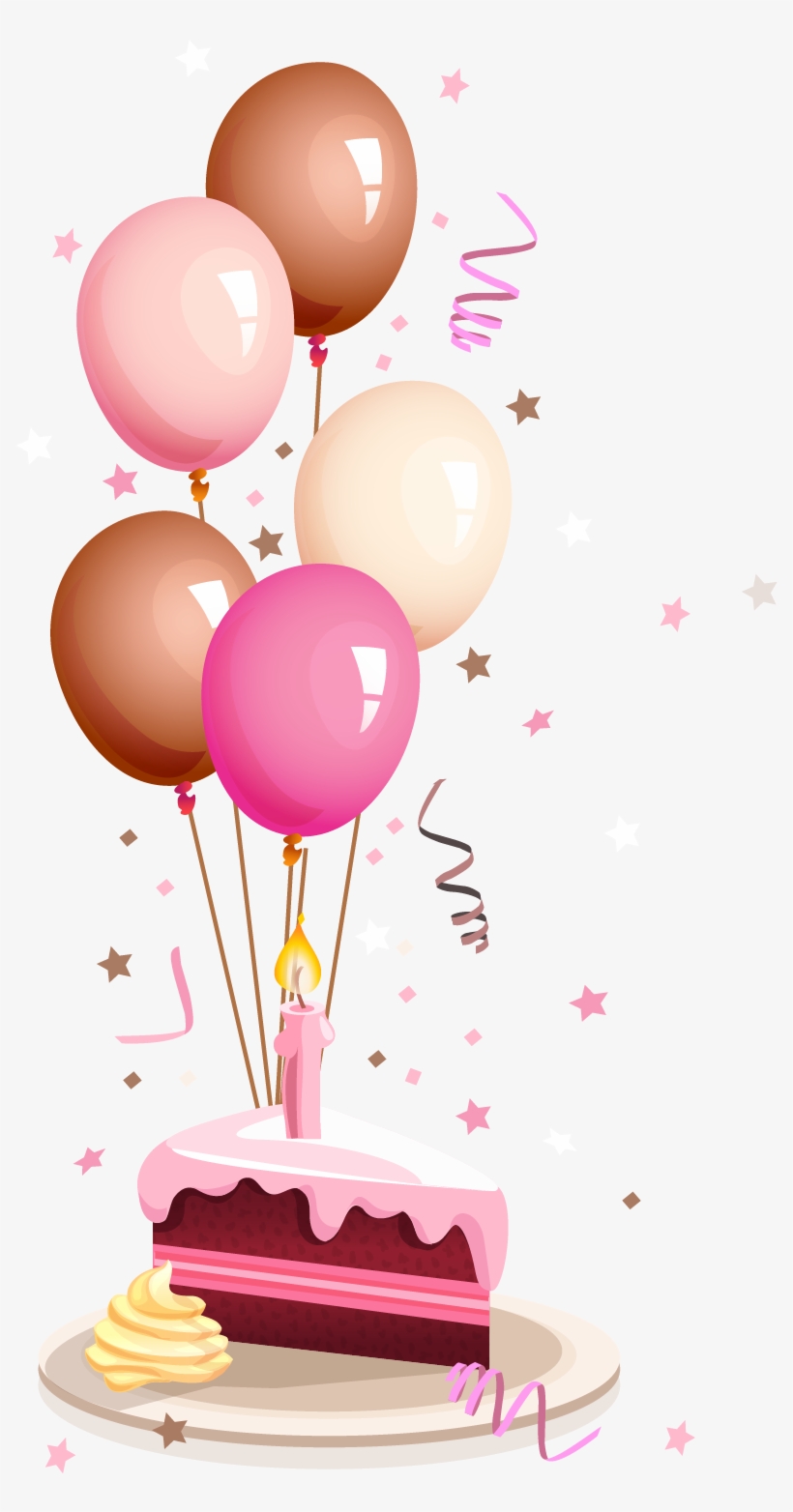 Graphic Royalty Free Download Baloon Vector Cake Balloon - Card Happy Birthday Png, transparent png #7638529