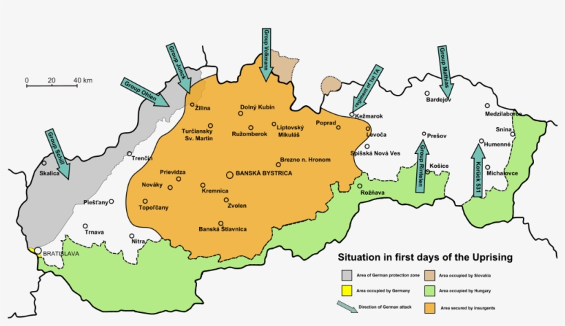 1024px-map Snp1 En - Liberation Of Czechoslovakia Map, transparent png #7639314