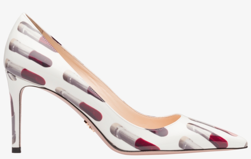 Patent Leather Pumps With Lipstick Print - Prada Lipstick Shoes, transparent png #7640035