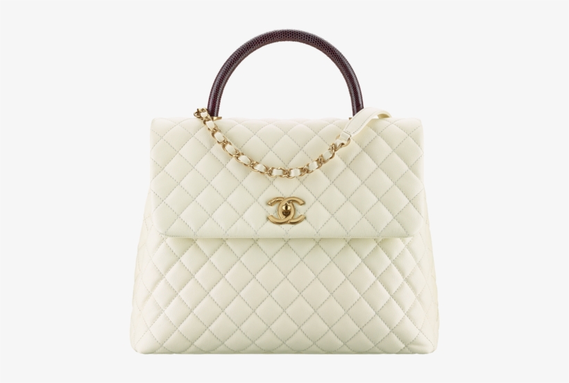 Chanel Ivory/burgundy Calfskin/lizard Large Coco Handle - Shoulder Bag, transparent png #7640954
