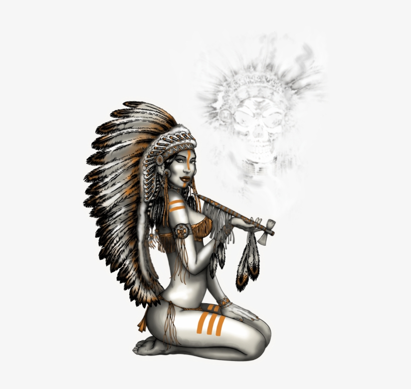 Chief Woman Smoking Pipe - Illustration, transparent png #7641451