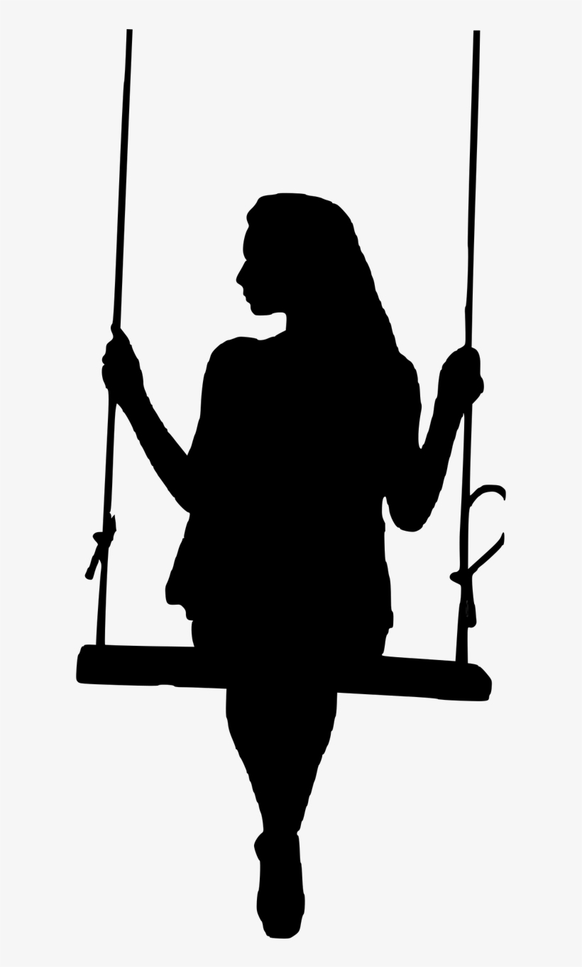 Vector Graphics, - Girl On A Swing Silhouette, transparent png #7642323