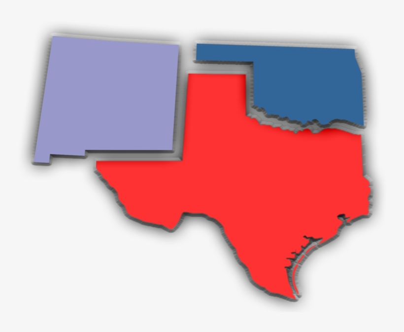 Map Outline Texas Red, New Mexico, Light Blue And Oklahoma,, transparent png #7642452