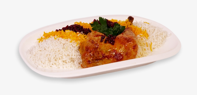 Zereshk Polo - White Rice And Chicken Leg, transparent png #7643134
