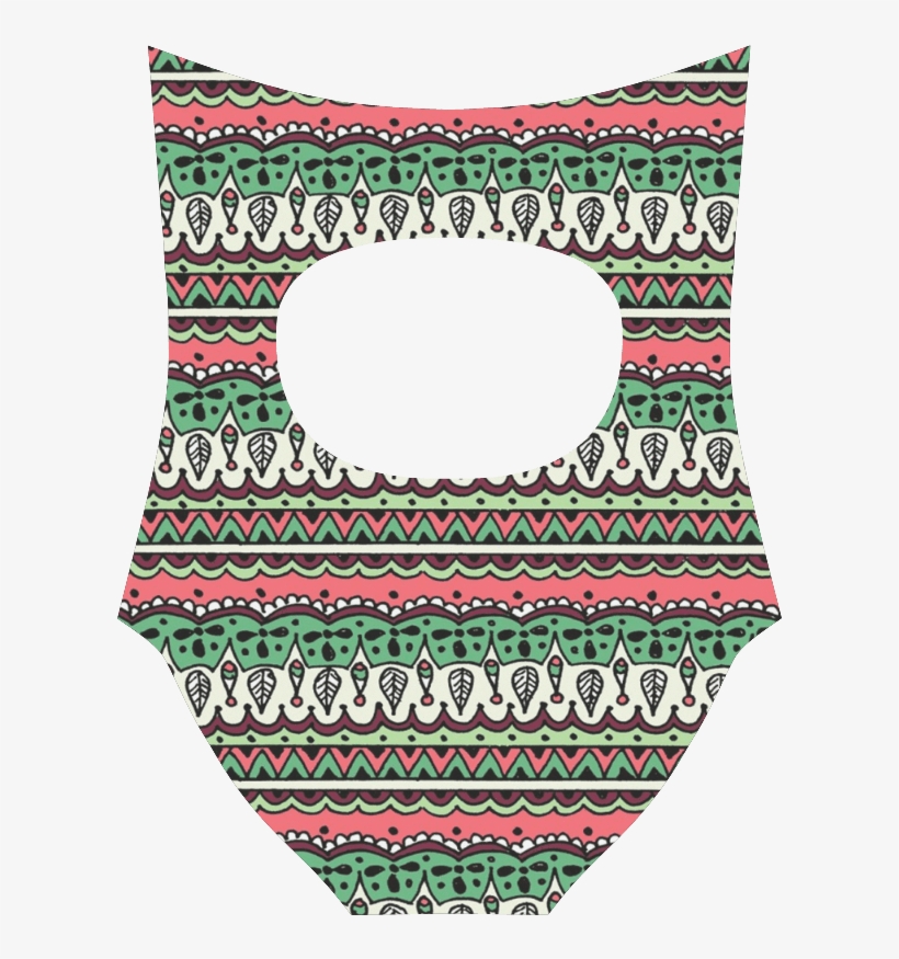 Green Bohemia Lines Strap Swimsuit - Wool, transparent png #7645499