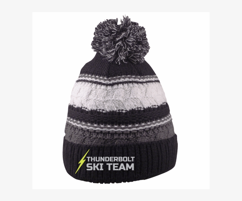 Thunderbolt Loose Knit Pom Beanie - Beanie, transparent png #7648437