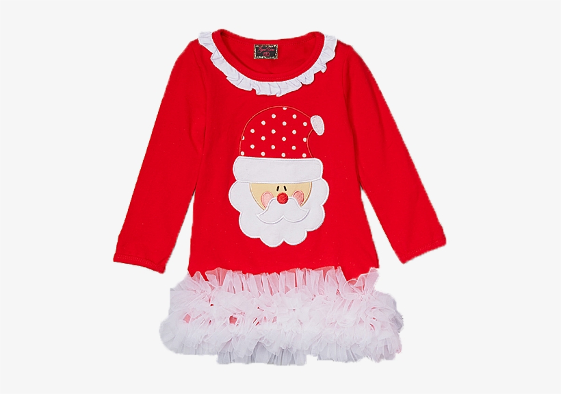 Red Santa Christmas Ruffle Dress - Sweater, transparent png #7649730
