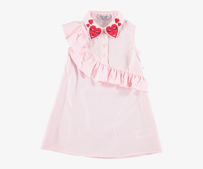 Picture Of Hearts Applique Collar And Ruffles Shirt - Polo Shirt, transparent png #7649952
