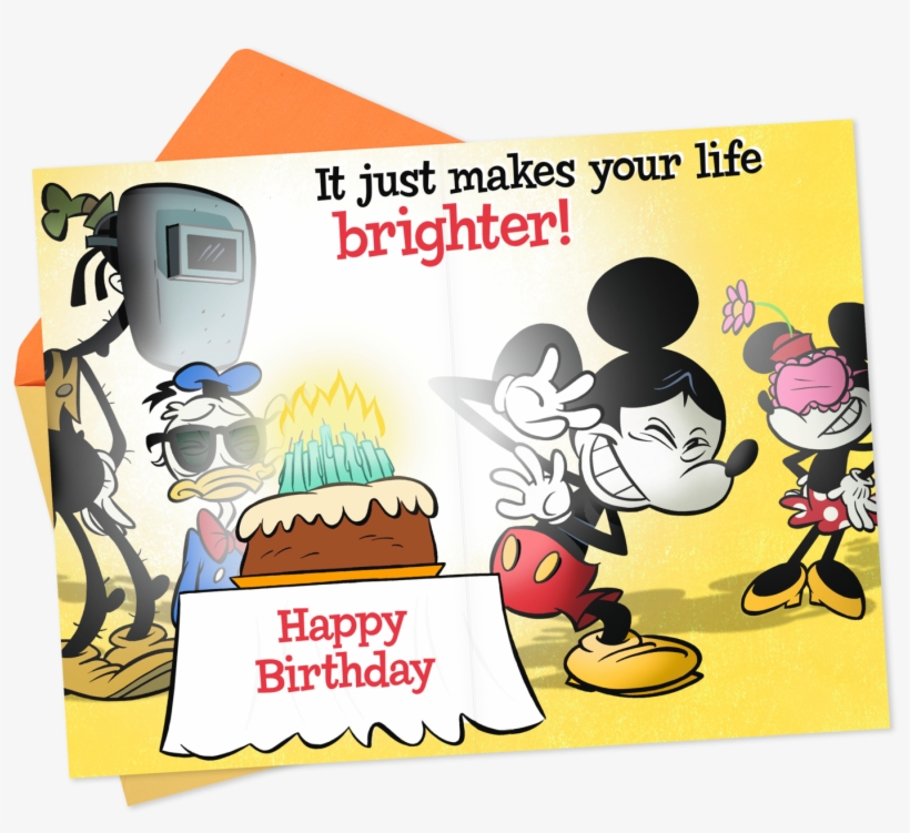 Disney Mickey Mouse And Gang Bright Birthday Card - Cartoon, transparent png #7650545