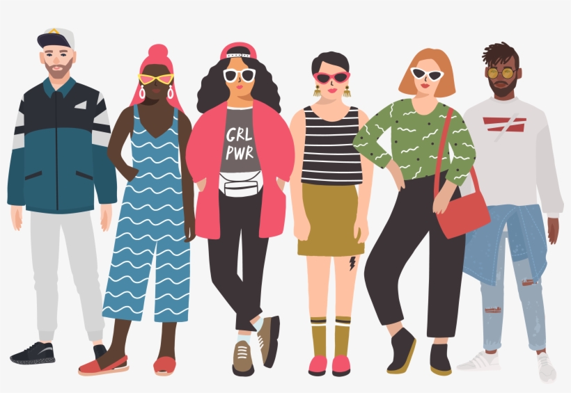 How To Find Your Self-care Squad - Four Friends Images Girls Cartoon, transparent png #7653272