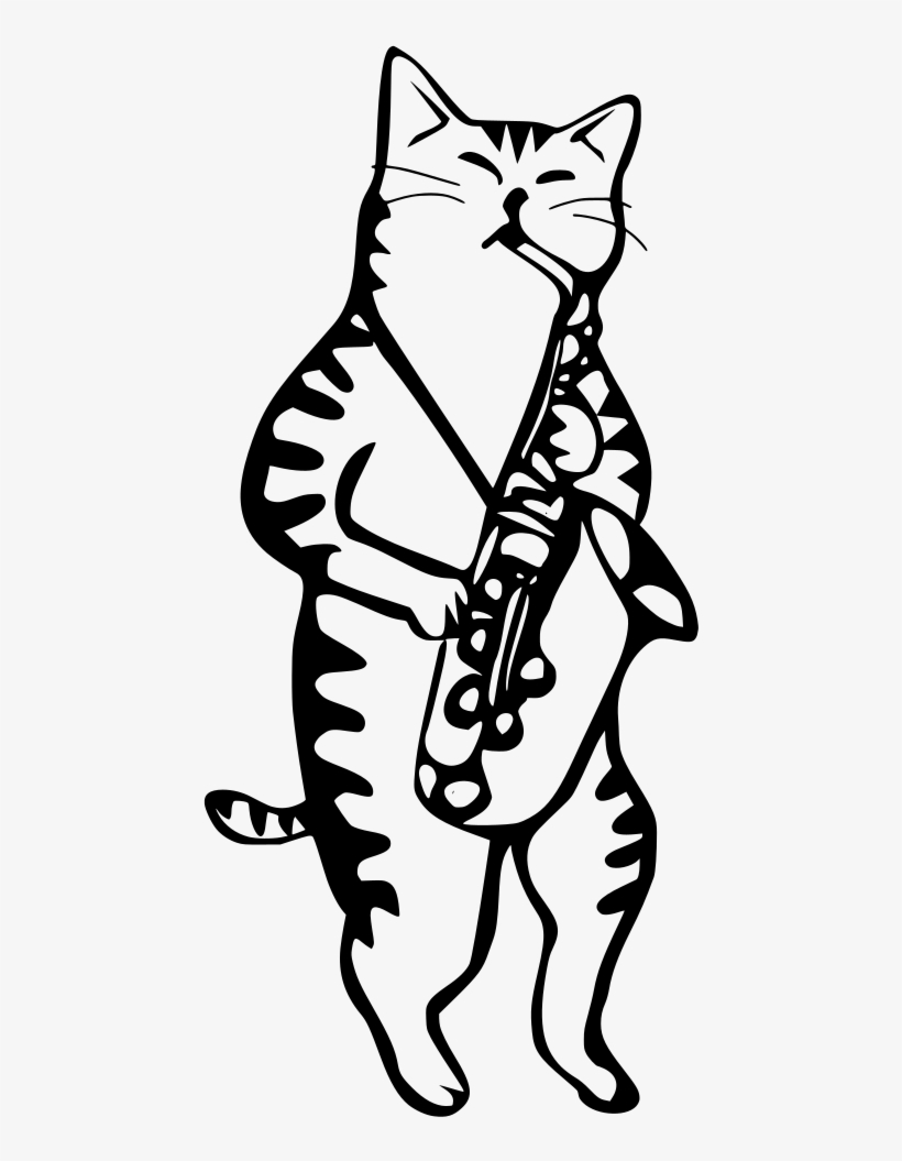 Download Png - Cat Playing Saxophone, transparent png #7654149