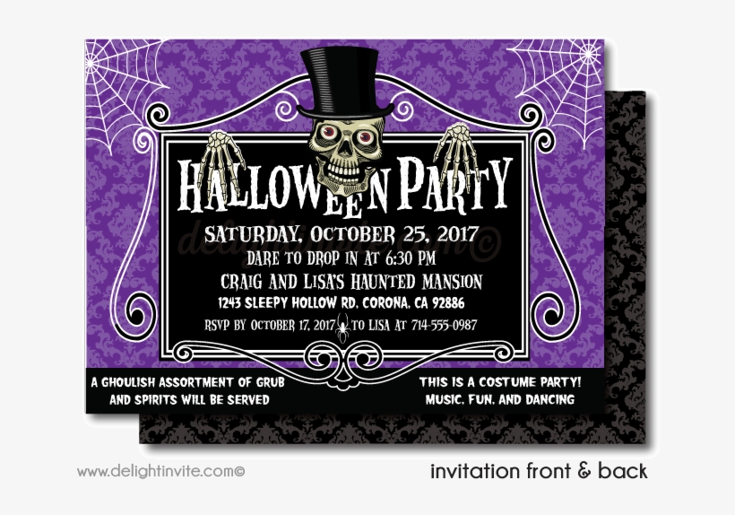 Spooky Skeleton Halloween Party Invitations, Printed - Greeting Card, transparent png #7654214