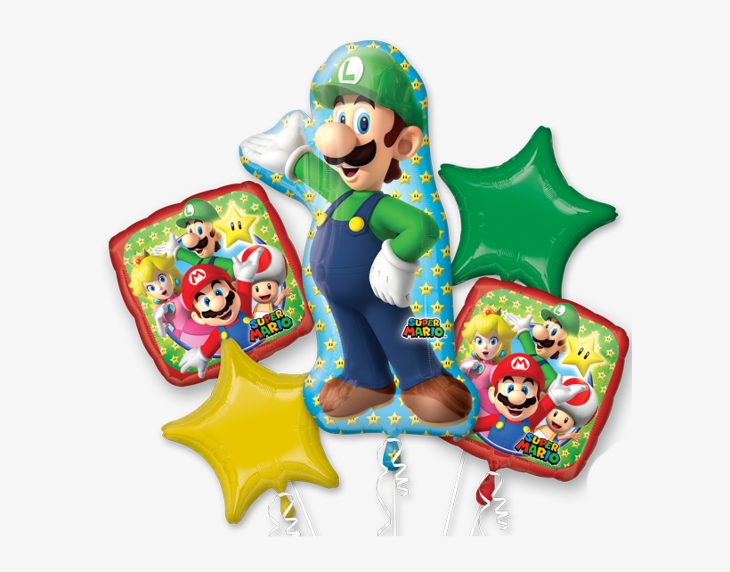 Luigi Balloon Bouquet - Super Mario Ballonnen, transparent png #7654534
