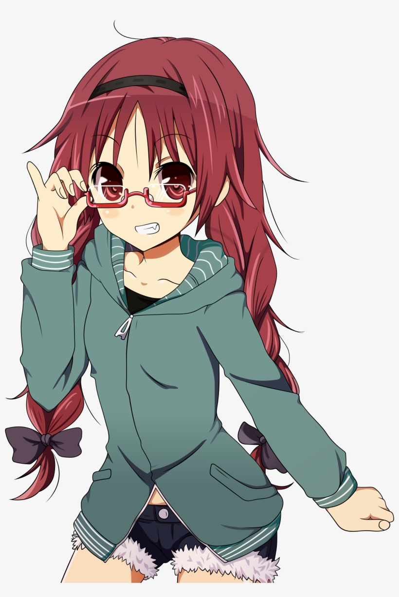 View 1308702113489 , - Red Haired Anime Girl With Glasses, transparent png #7654899