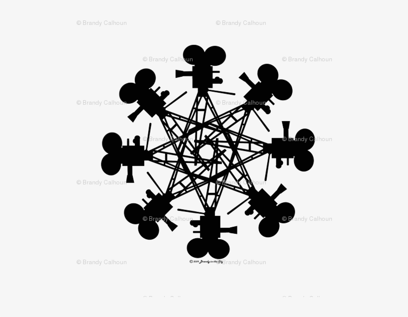 Vintage Movie Camera Kaleidoscope Blk Giftwrap - Paint Shop Pro Preset Shape Free, transparent png #7655073