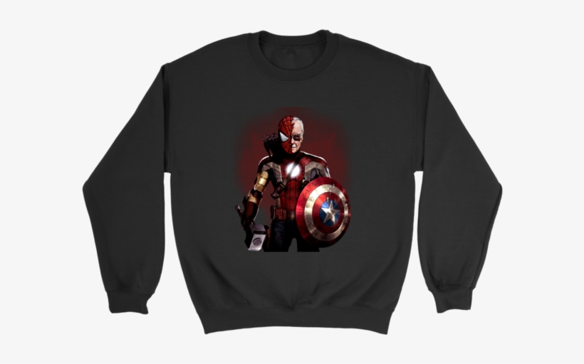Stan Lee Marvel Comic Spider Man Captain America Thor - Crew Neck, transparent png #7658394