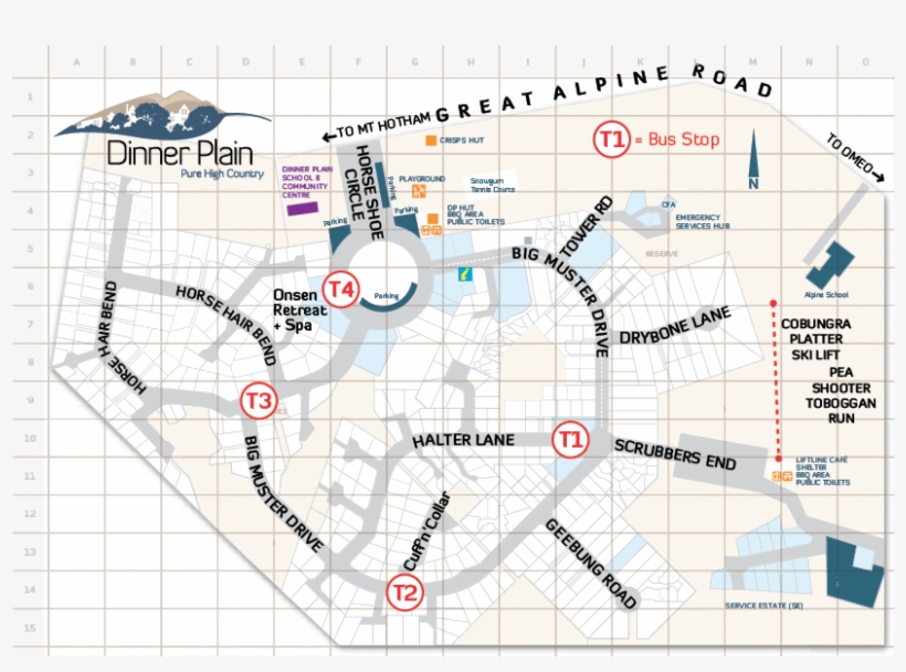 A Map Of The Dinner Plain Bus Stops - Dinner Plain, transparent png #7658622