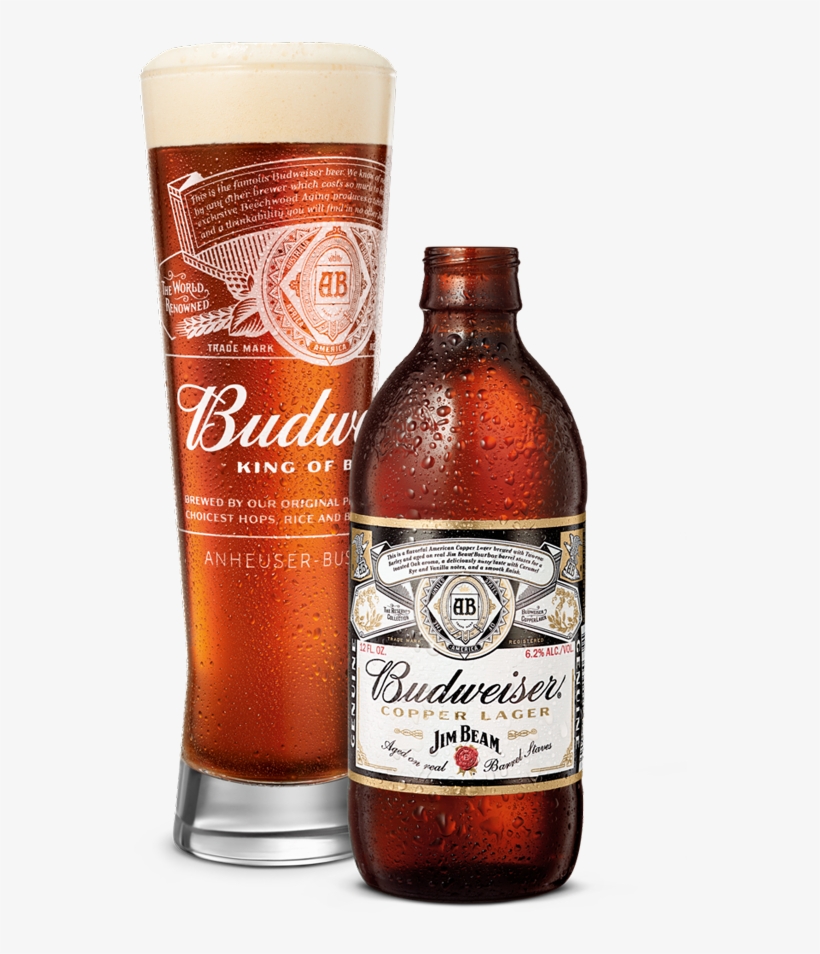 Beer Poured In Glass Next To Bottle - Budweiser, transparent png #7658798