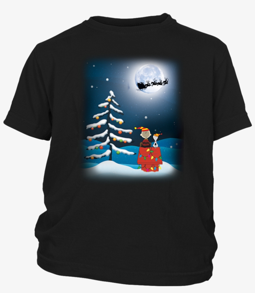Charlie Brown And Snoopy Christmas Night Light T Shirt - God Save The Queen Wow, transparent png #7658882