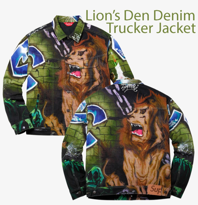 Lion's Den Denim Trucker Jacket - Supreme Lion Denim Jacket, transparent png #7658977