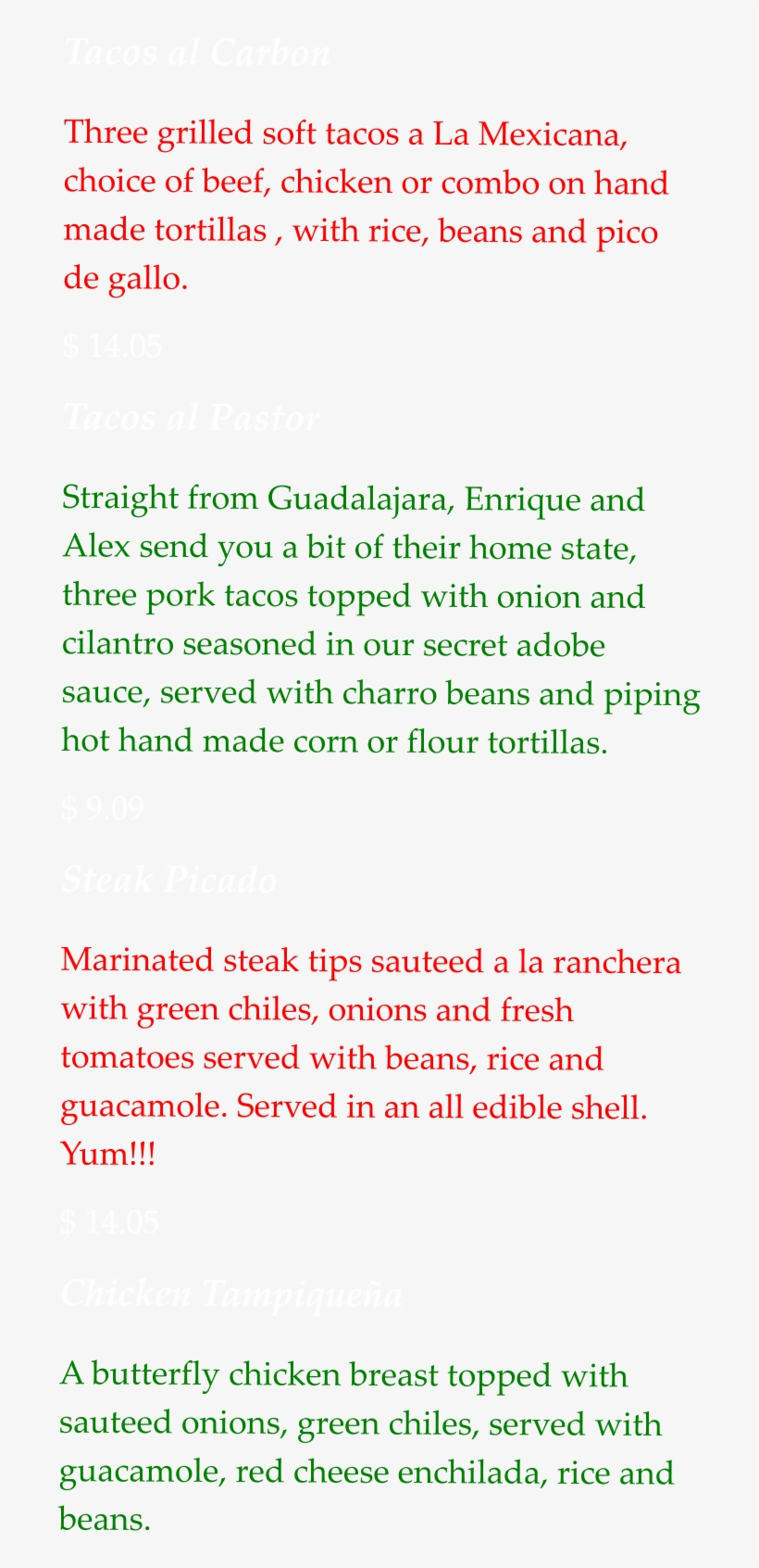 Tacos Al Carbon Three Grilled Soft Tacos A La Mexicana, - Document, transparent png #7659351