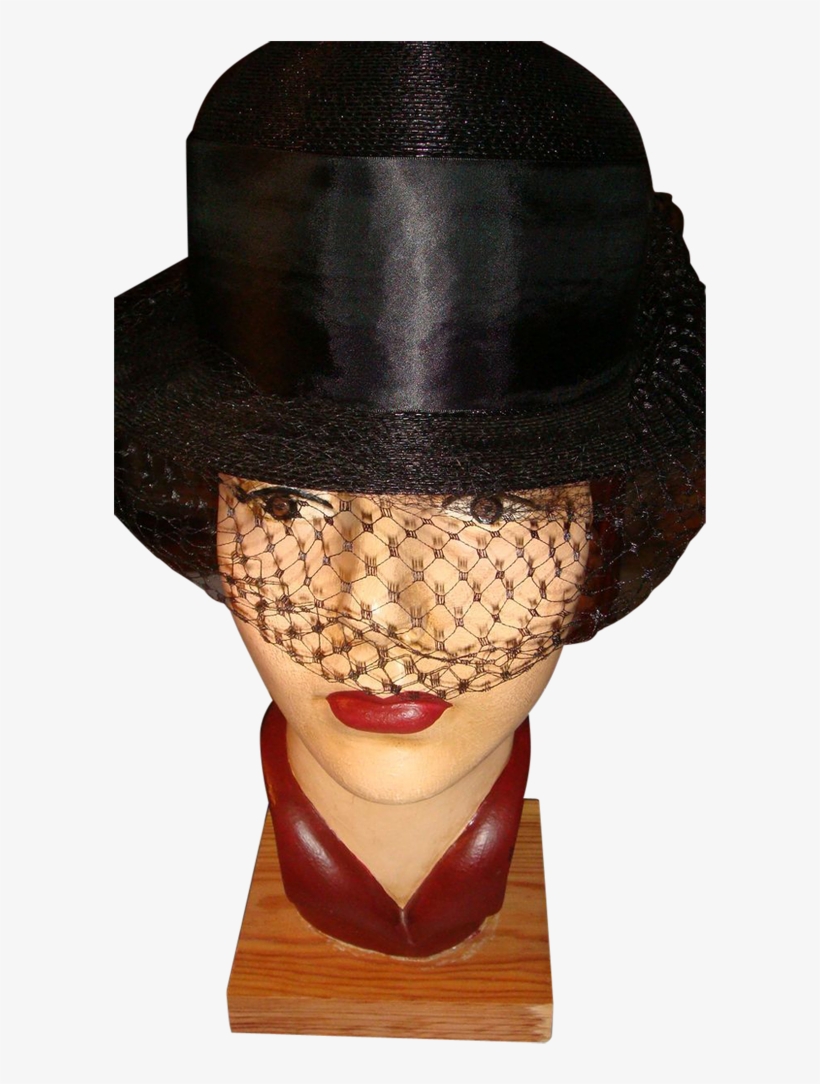 Howard Hodge Original Lady's Black Derby Style Hat - Mask, transparent png #7659861