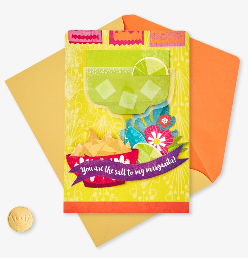 Margarita Glass And Chips Pop Up Birthday Card - Paper, transparent png #7660278
