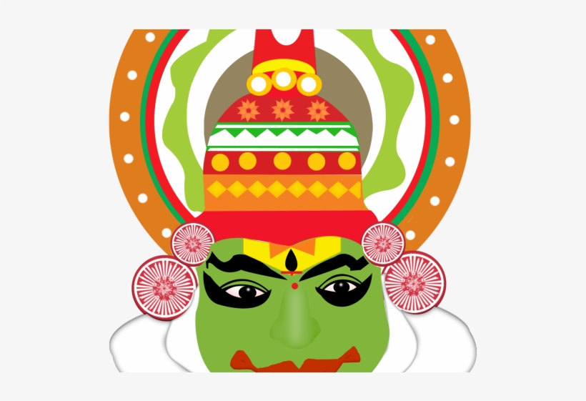 Masks Clipart Kerala - Kathakali Drawing, transparent png #7660324