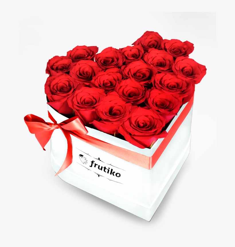 Red Roses White Heart Box - Garden Roses, transparent png #7661689