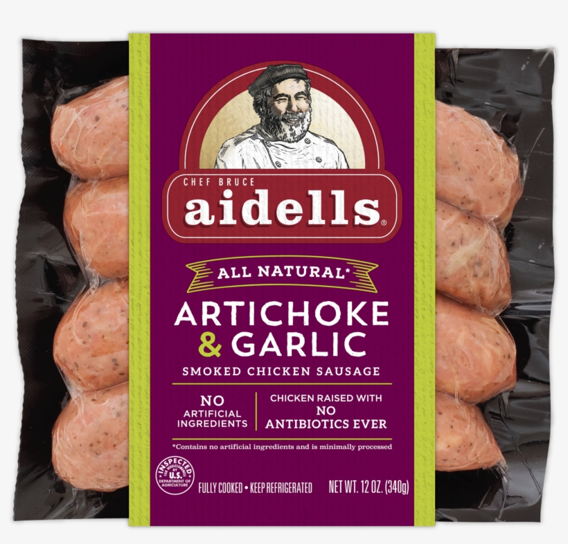 Artichoke & Garlic Dinner Links - Aidells Chicken Sausage, transparent png #7662419
