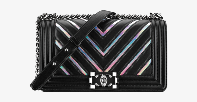 Jpg Black And White Boy Chanel Handbag Lambskin Silver - Chanel, transparent png #7665478