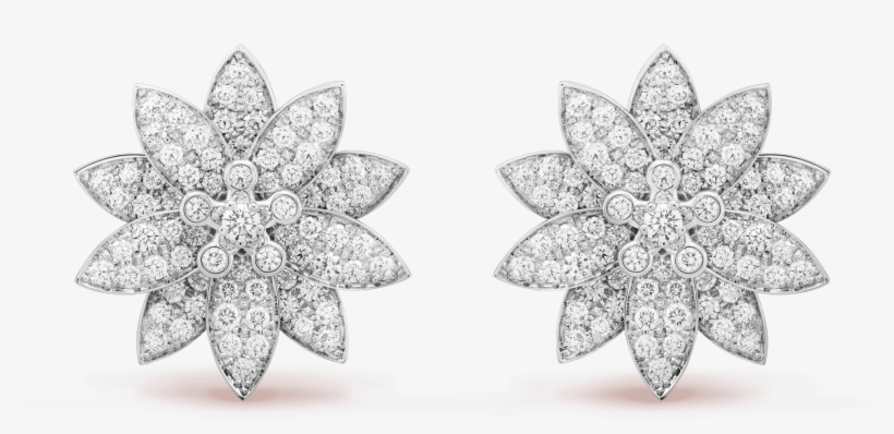 Lotus Earrings, Medium Model - Van Cleef Lotus Earrings, transparent png #7668608