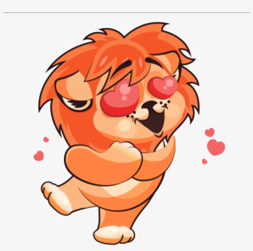 Freetoedit Sticker Stickers Lion Emojis Emoticon Happye - Cartoon Lion In Love, transparent png #7669166