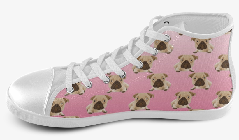 Cute Pugs On Pink Gradient Background High Top Canvas - Fashion Design, transparent png #7669719