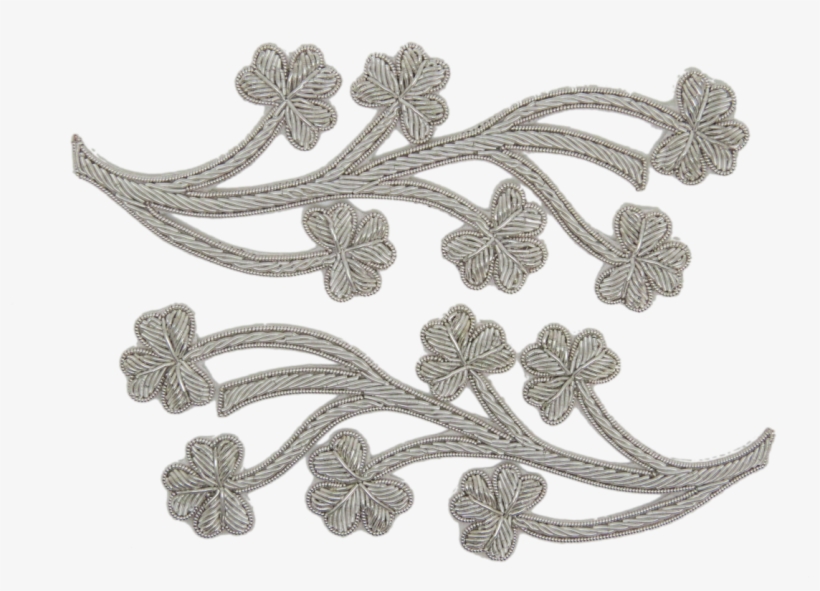 One Pair Of Silver Shamrock Repeat Patterns Gilt - Lace, transparent png #7670122