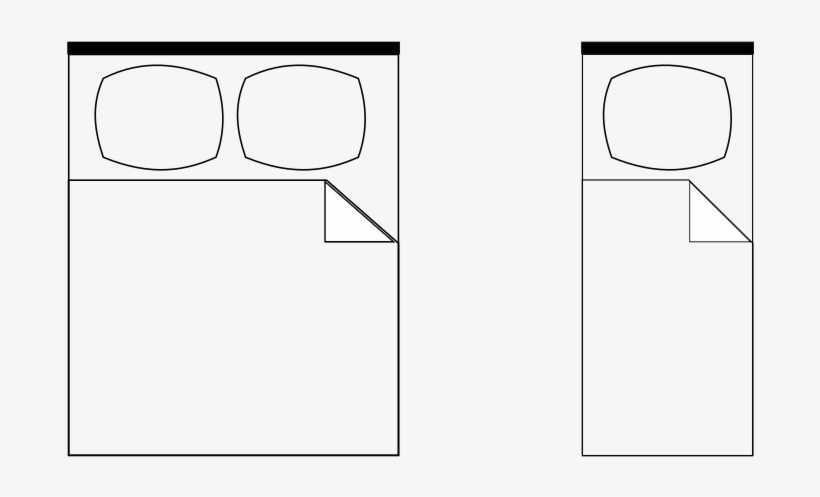 Clipart - Bed - Bed Top View Outline, transparent png #7670552