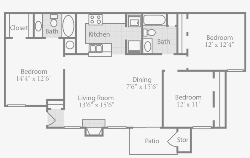 Crowne Park - Floor Plan With Three Bedrooms, transparent png #7670797