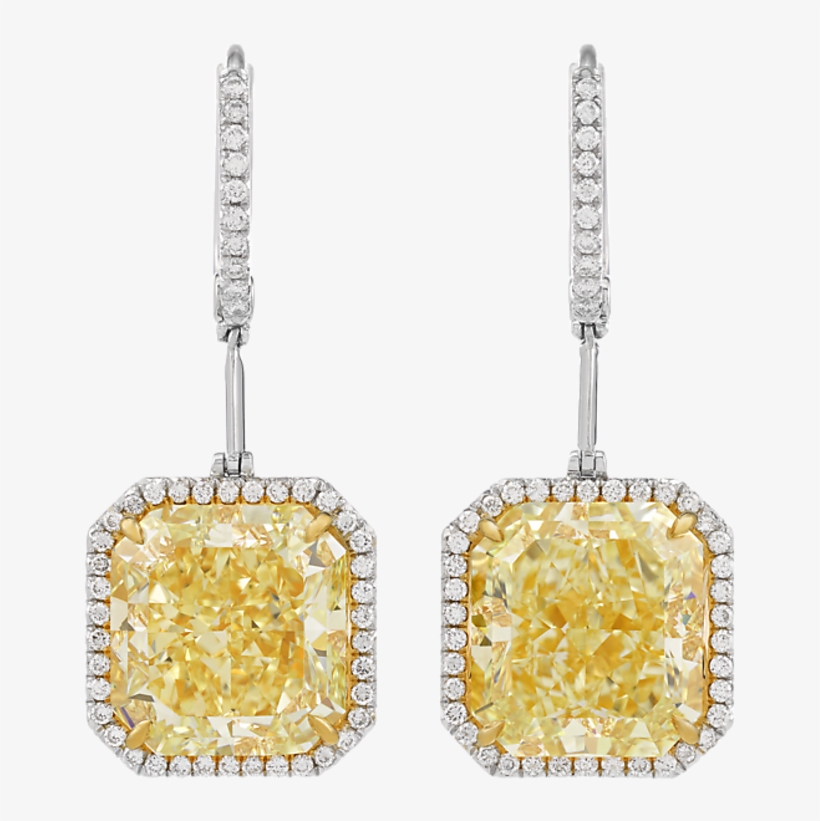 Fancy Yellow Diamond Drop Earrings, - Earrings, transparent png #7671496