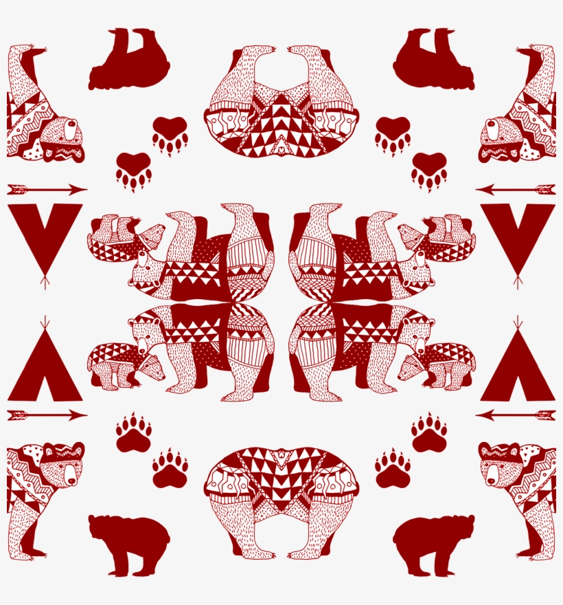 6 Geo Bear Family Indian Tribal Tee Pee Arrow Paw Print, transparent png #7671593
