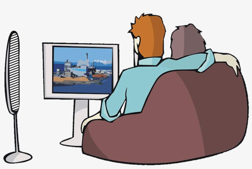 Television Drawing Cartoon Illustration - Old Couple Watching Tv, transparent png #7673174