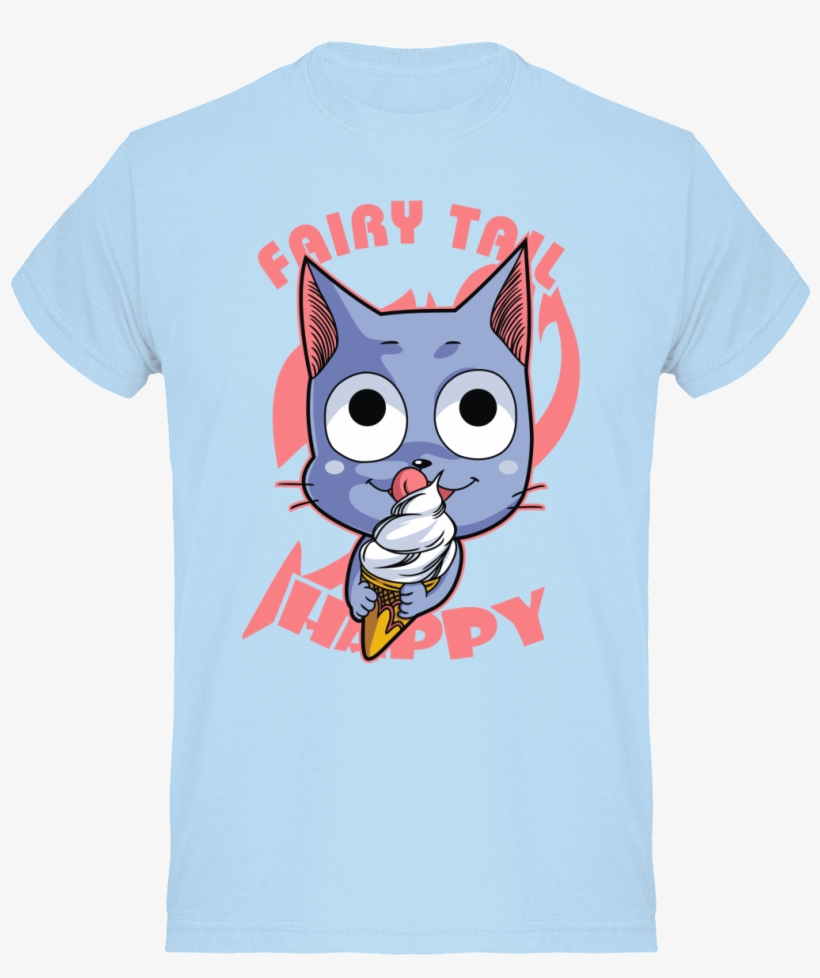 T Shirt Fairy Tail Bleu Pour Homme Du Chat Happy De Cartoon Free Transparent Png Download Pngkey